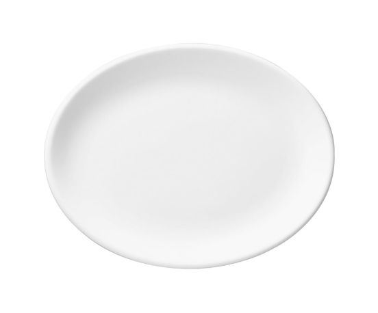 White oval serving plate in White line porcelain, diam. 25cm, 12 pieces