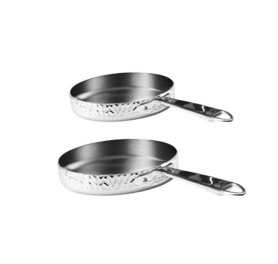 Bis di Padelle in Alu-Inox 1907 3ply martellato, per induzione, diam. 24/28cm