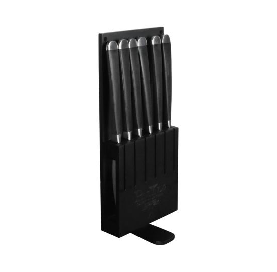 Pintinox Audrey Line Smooth Steak Knife Set - 6 Pieces, with Wooden Case