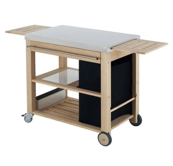 Carrello Mobilot in legno e acciaio inox Enò