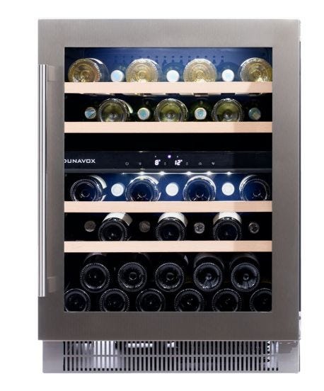 2 temperature wine cellar with glass door with stainless steel frame and stainless steel handle - TriColor LED - class F, 39 bottles (EX MODEL DAU-39.121DSS)