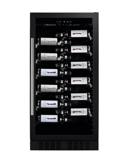 Linea Grande single temperature cellar, black full glass door, black handle, class F, 70 bottles - DX-70.258B