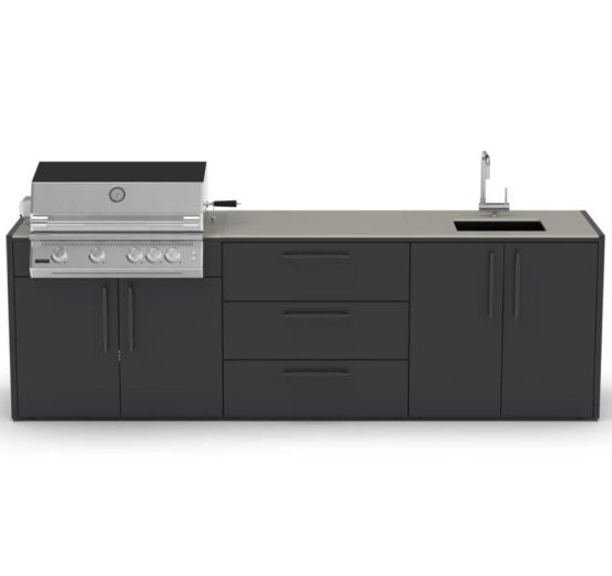 Cucina da esterno con barbecue e lavello, 280cm Brabura 
