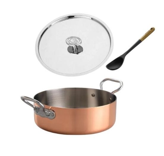 Kit per &quot;Risotto Night&quot; - Casseruola e coperchio Agnelli diam. 28cm con cucchiaio