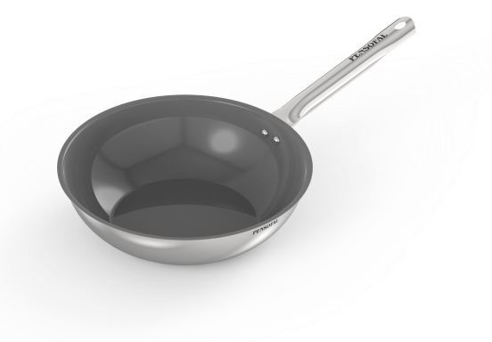 Non-stick PFAS-free stainless steel wok for induction, one handle, New Era line, diam. 28 cm 