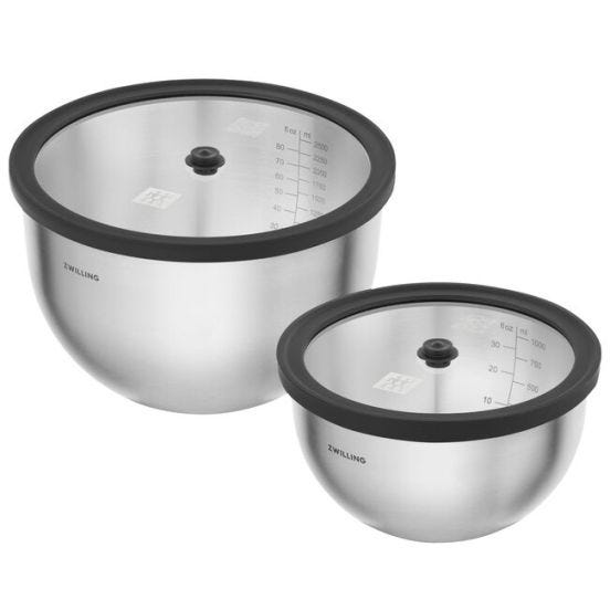 Stainless Steel Bowl Set with Lids, Silver - 4 Pieces