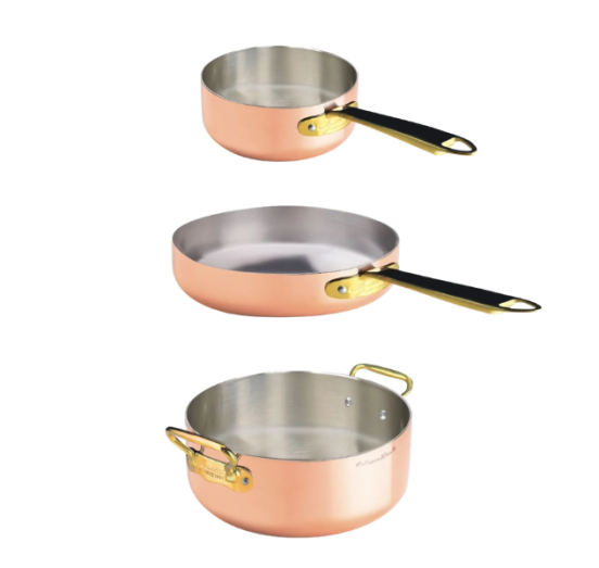 Pentole Agnelli 3-Piece Tinned Copper Cookware Set for Induction