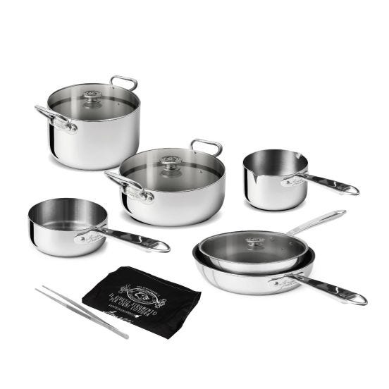 Agnellli Pots and Pans Mix Battery, Essential Set for Induction, 10 Pieces
