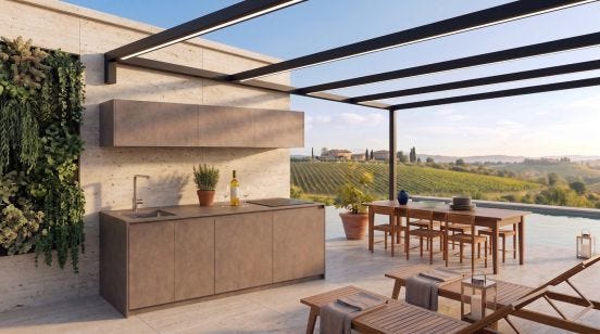 Cucina da esterno Vidali, Linea Sunny, in ceramica - CONTATTACI per un preventivo