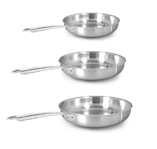 Set of 3 pans in Aluinox by Pentole Agnelli