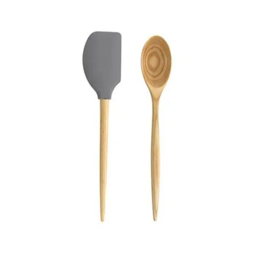 Cucchiaio da cucina in legno e Spatola in silicone Legnoart 