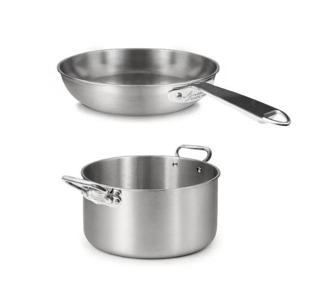Kit per "Pasta Lovers" - Casseruola e Padella svasata in alu-inox 3ply satinato, per induzione diam. 20 e 28cm Agnelli