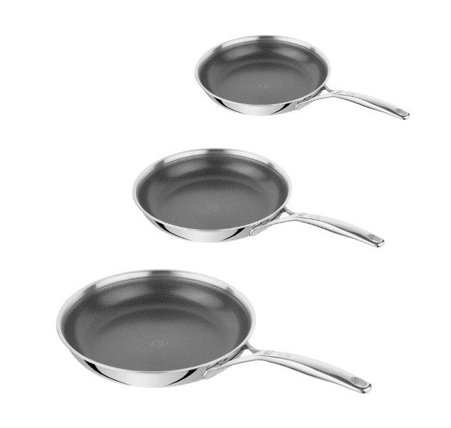 Set di 3 padelle in Acciaio inox antiaderente, per induzione, Zwilling, linea Peak - diam. 24/28/30